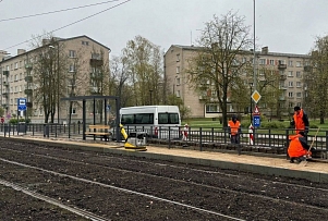 Начаты работы по благоустройству трамвайной остановки “Cialkovska iela&quot;