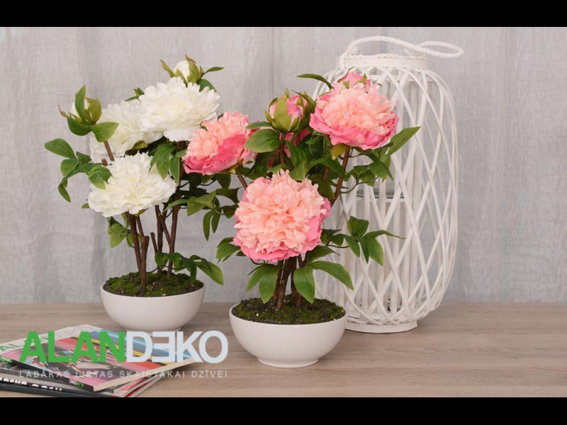 ALANDEKO dekoratīvi telpaugi metāla laternas mākslīgie ziedi podiņos