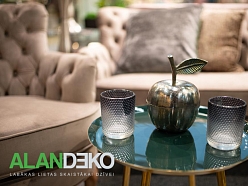 ALANDEKO dekoratīvi trauki svečturi sānu galdiņš mīkstās mēbeles