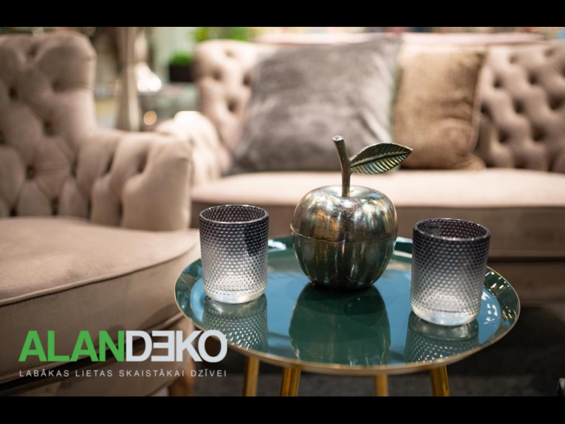 ALANDEKO dekoratīvi trauki svečturi sānu galdiņš mīkstās mēbeles