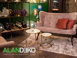 ALANDEKO divvietīgs atpūtas krēsls marmora galdiņi mēbeles