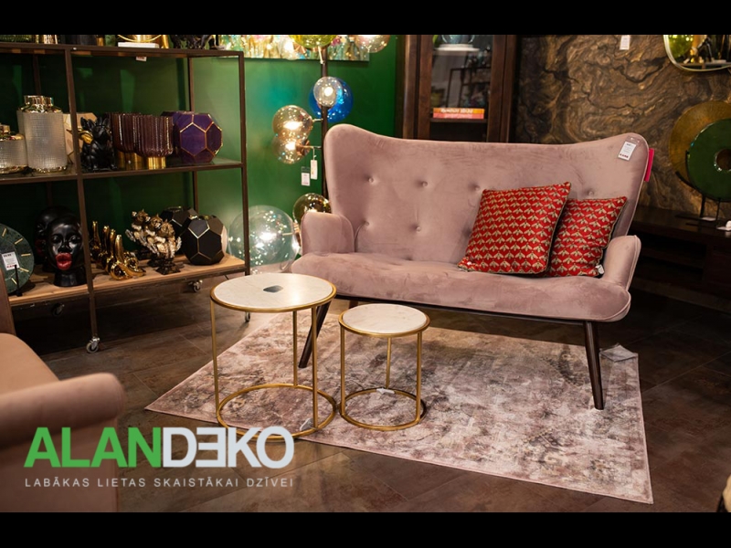 ALANDEKO divvietīgs atpūtas krēsls marmora galdiņi mēbeles