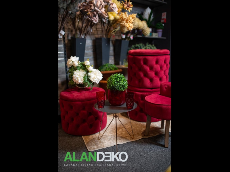 ALANDEKO glabāšanas mēbeles pufi mākslīgi ziedi ķeblīši