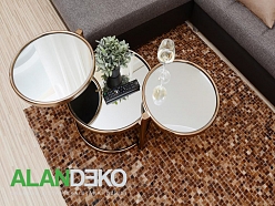 ALANDEKO grozāmi stikla galdiņi ādas paklājs spoguļa virsmas galds stūra dīvāns