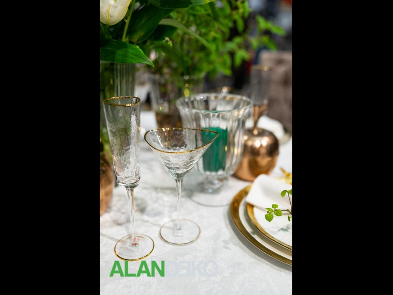 ALANDEKO kristāla glāzes zelta trauki galda noformējums kokteiļu glāzes šampanieša glāzes pusdienu trauki