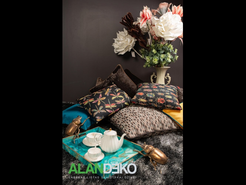 ALANDEKO mājas tekstils dekoratīvās spilvendrānas tējas paplāte mākslīgi grieztie ziedi porcelāna tējas kanna
