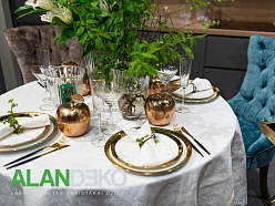 ALANDEKO pusdienu galds galda salvetes dekoratīvi uzglabāšanas trauki krēsli