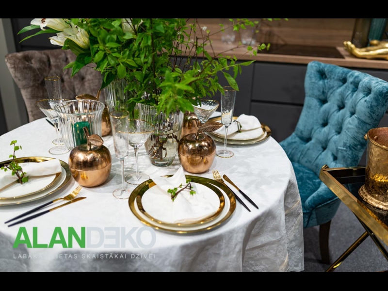 ALANDEKO pusdienu galds galda salvetes dekoratīvi uzglabāšanas trauki krēsli