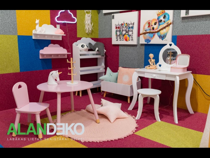 ALANDEKO rotaļu stūris bērnu mēbeles bērnu paklājs sienas plaukti kosmētikas galdiņš rotaslietu kastīte ķeblītis koka uzglabāšanas kaste sienas bildes