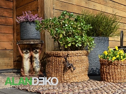 ALANDEKO terases iekārtojums puķu podi pītie grozi ieejas paklāji dārza dekori