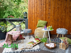 ALANDEKO terases interjera priekšmeti galds grozs uzglabāšanas galdiņš dzērienu kaste