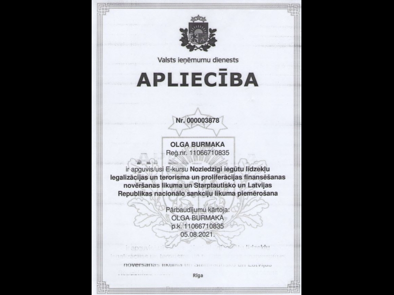 Valsts ieņēmumu dienesta apliecība (1)