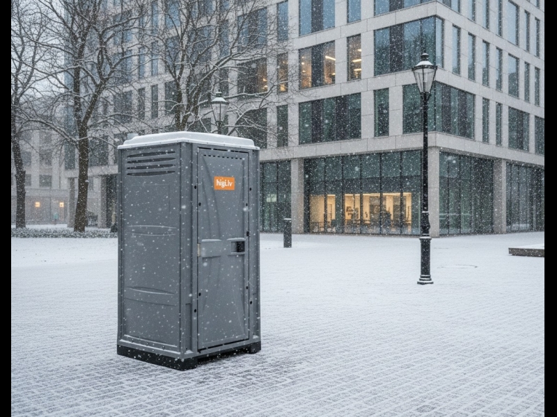 Tualete sniegotā pilsētā.