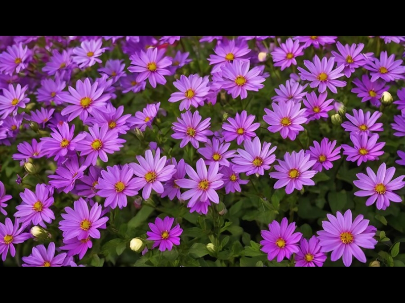 Violetas krāsas ziedi dārzā