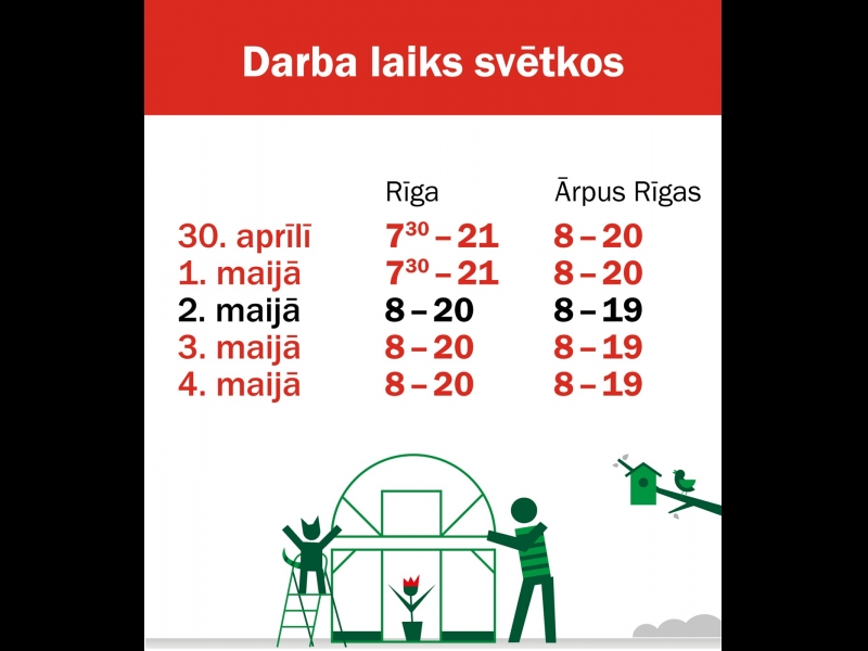 Maija svētku darba laiks