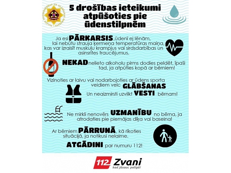 Valsts ugunsdzēsības un glābšanas dienests šogad no ūdenstilpēm izcēlis 67 noslīkušos. Esi uzmanīgs!