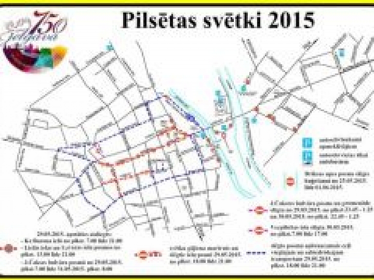 Pilsētas svētku laikā centrā būs satiksmes ierobežojumi
