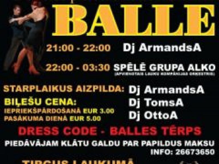 Iepriekšpārdošanā var iegādāties biļetes uz balli Dobeles kultūras namā