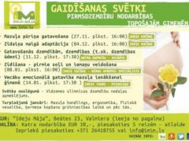 Valmieras "Ideju mājā" turpinās nodarbības topošajiem vecākiem