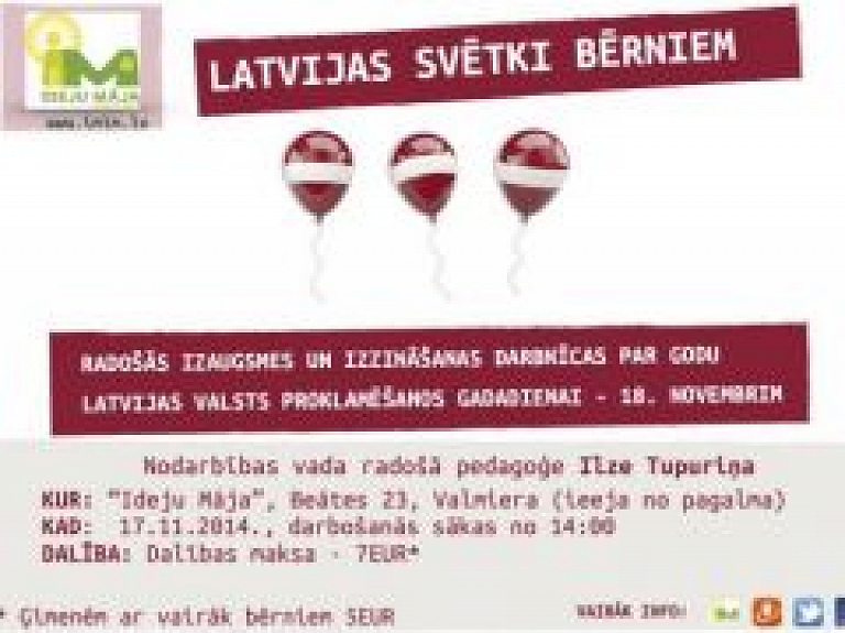 17.novembrī Beātes ielā norisināsies svētki "Latvijas svētki bērniem"