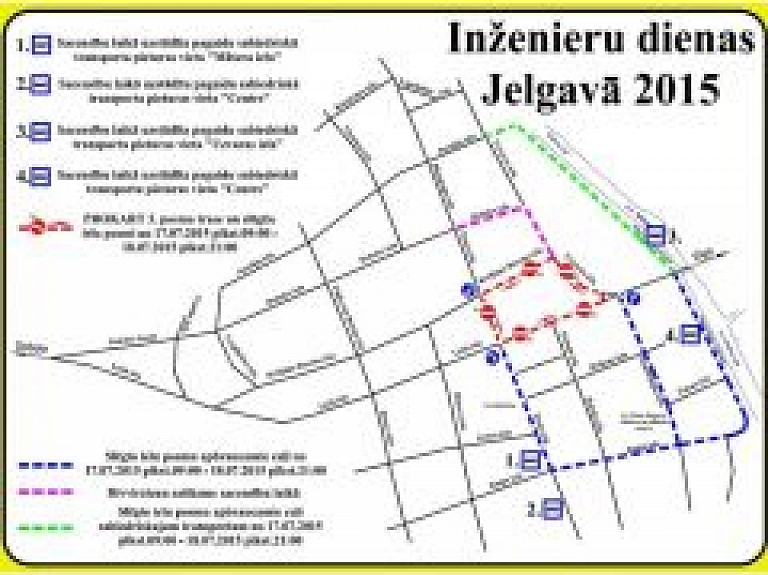 Inženieru dienu laikā Jelgavā būs ierobežota satiksme