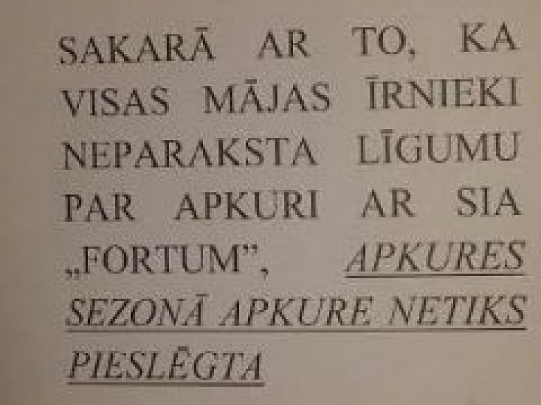 Nesteidz pārslēgt līgumus par siltuma piegādi; "Fortum" izvairās atbildēt, vai apkuri pieslēgs visiem