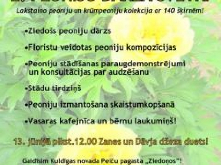 Peoniju dārzā "Ziedoņi" notiks otrie Peoniju dārza svētki