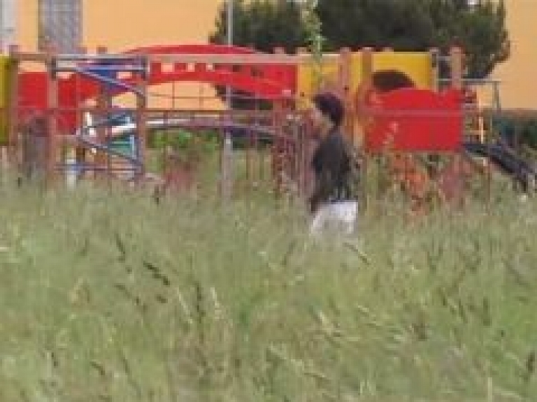 Pirms Jēkabpils pilsētas svētkiem daudzviet vēl slejas nepļauta zāle (video)