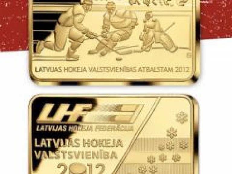 Izdots Latvijas hokeja valstsvienībai veltīts zelta žetons