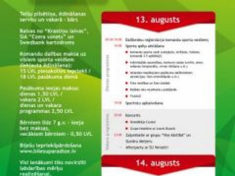Labdarības sporta spēles Vandzenē 13. un 14.augustā