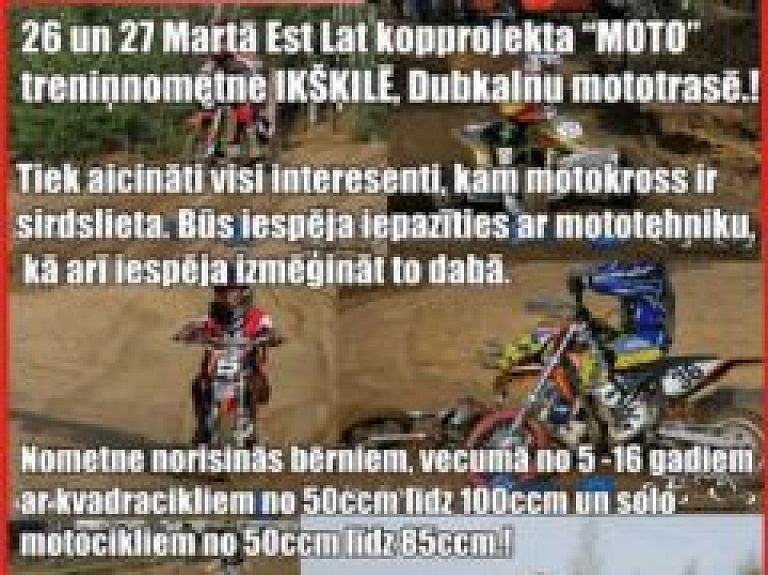 Nedēļas nogalē Dubkalnu poligonā notiks motokrosa nometne bērniem