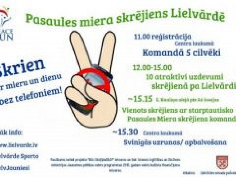 Lielvārdē notiks Pasaules Miera skrējiens