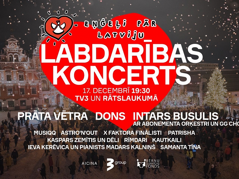 17. decembrī Rātslaukumā norisināsies akcijas "Eņģeļi pār Latviju" labdarības koncerts