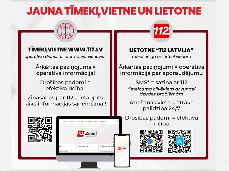 Informē, saņem un uzzini ar jauno lietotni “112 Latvija” un tīmekļvietni www.112.lv