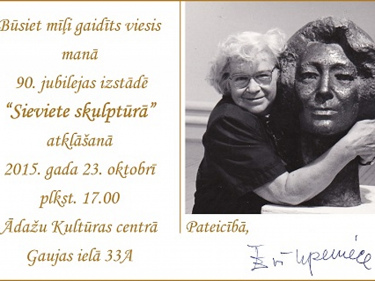 Ādažos atklās latviešu tēlniecības vecmeistares Upenieces 90 gadu jubilejas personālizstādi "Sieviete skulptūrā"

