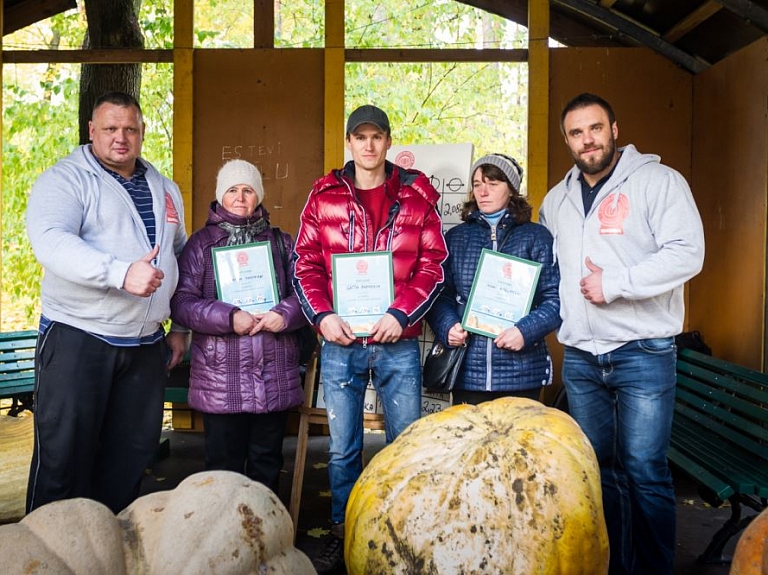 Latvijas lielākā ķirbja čempionātā uzvar 165,5 kilogramus smagais ķirbis no Jaunokras

