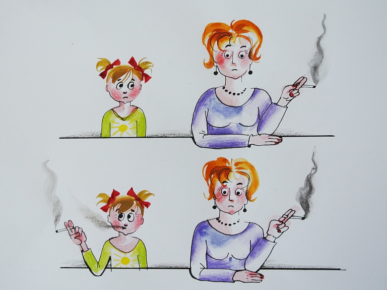 Skolēni savos darbos ir kategoriski pret vecākiem, kuri smēķē bērnu klātbūtnē


