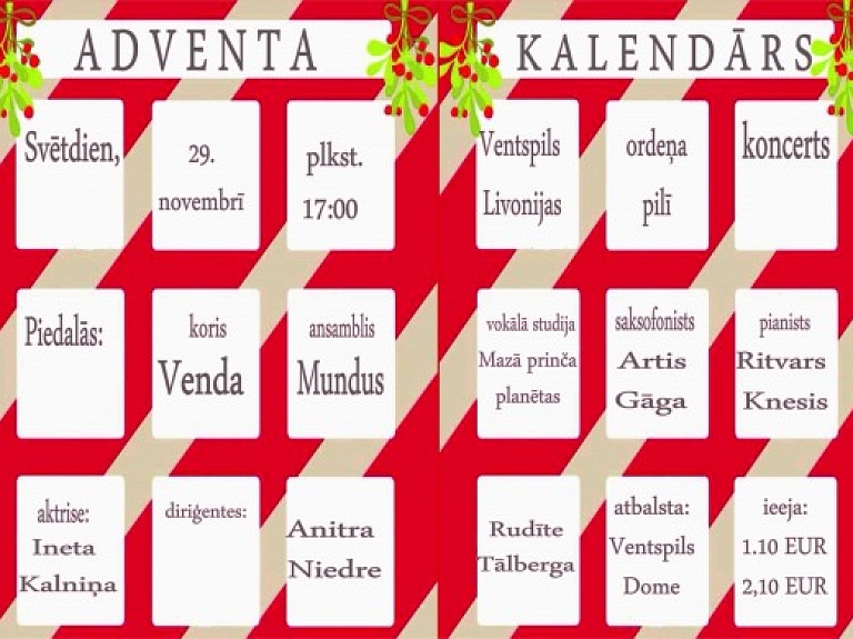 Ventspils Livonijas ordeņa pilī notiks adventes ieskaņas koncerts

