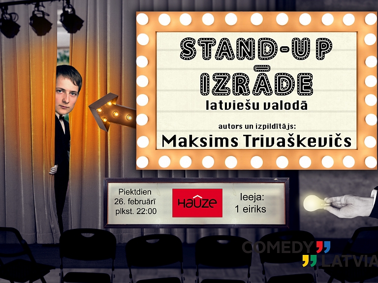 Aicina uz stand- up komēdijas izrādi klubā "Hauze"