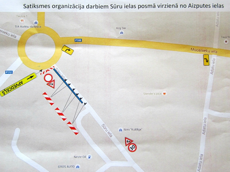 Kuldīgā, remontdarbu dēļ, noteikti satiksmes ierobežojumi