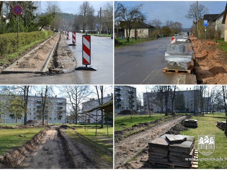 Uzsākti ietvju atjaunošanas darbi Ogrē 