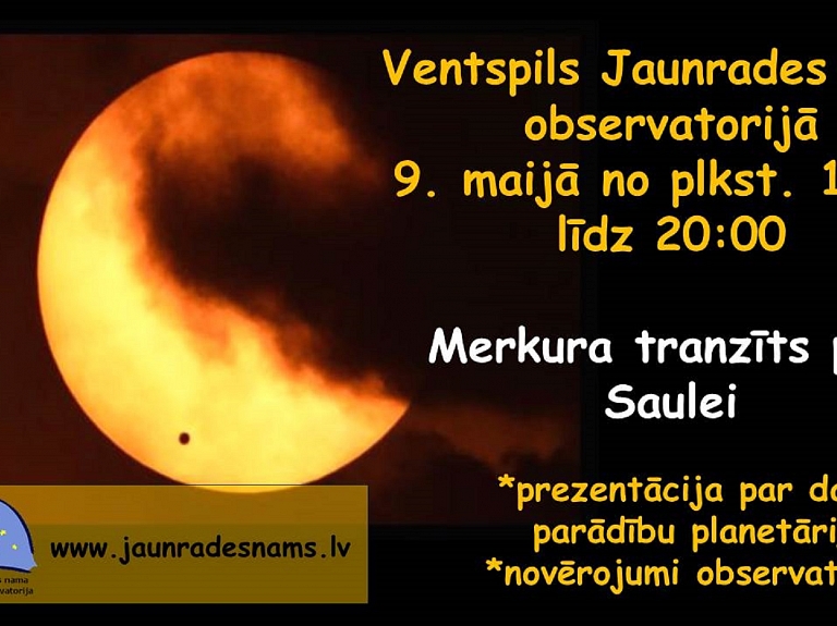 Ventspils observatorijā varēs novērot Merkura tranzītu pāri Saulei

