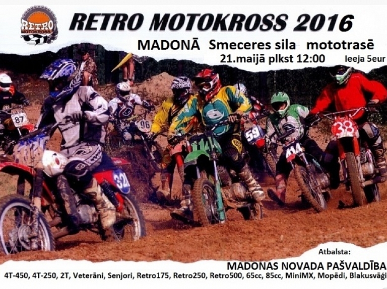 Smeceres sila mototrasē notiks "Retro motokross 2016"

