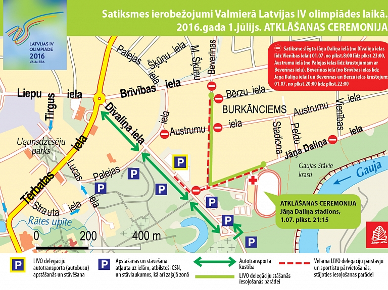 Latvijas IV olimpiādes laikā Valmierā būs satiksmes ierobežojumi

