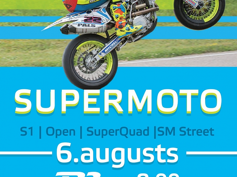 Sportiska atpūta motosporta cienītājiem - supermoto čempionāts "333" trasē

