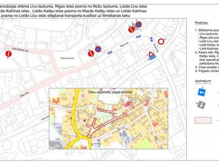 Atkārtoti ierobežos satiksmi Cēsu vecpilsētā, filmas "Paradīze 89" uzņemšanas laikā
