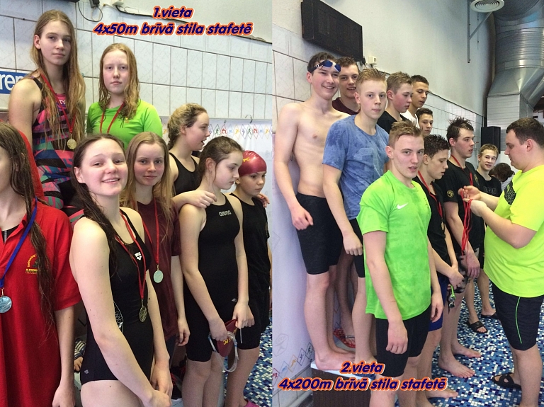 Peldēšanas sacensībās jēkabpilieši vairākkārt kāpj uz goda pjedestāla