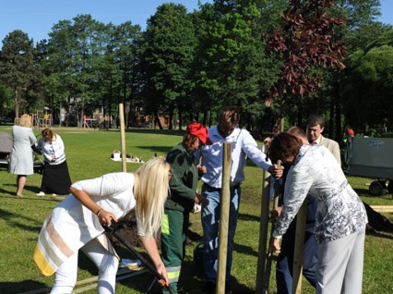 "Vestabalt" svin 25 gadu jubileju, stādot kokus Arkādijas parkā