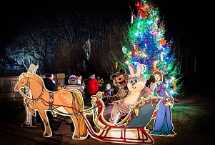 В микрорайонах Даугавпилса начали зажигаться огни на праздничных елках (фото)