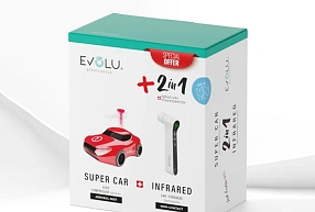 EVOLU komplekts bērniem: inhalators Super Car + bezkontakta termometrs 
